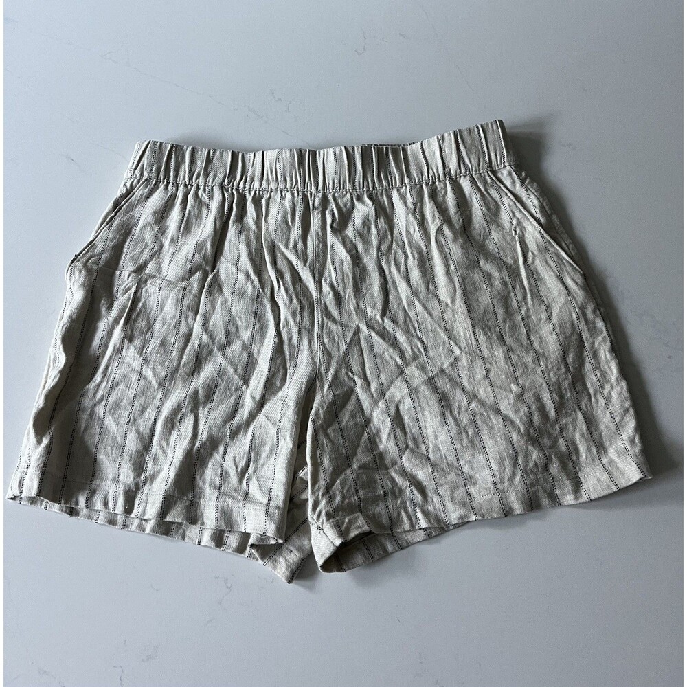 BlankNYC Linen Blend Shorts Striped High Rise Pockets 5” Inseam Size Large